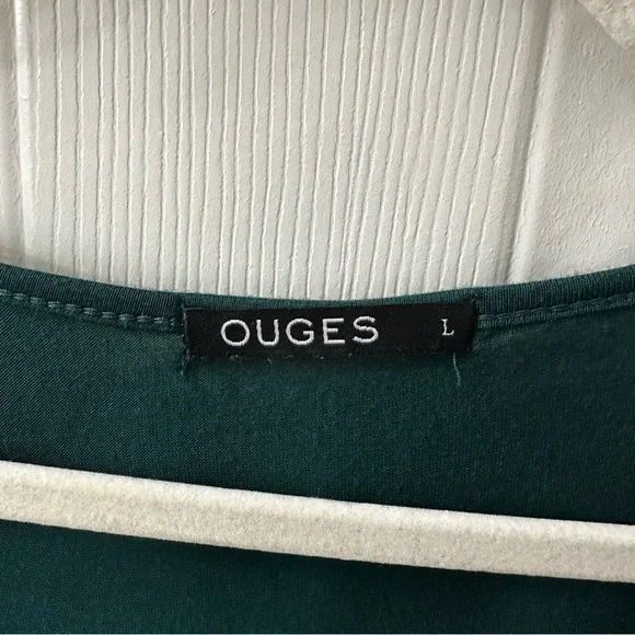 Green Maxi Dress L Faux Wrap Long Sleeve Wedding Guest Maternity | OUGES - Picture 5 of 10